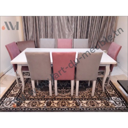Salle a manger structure bois Model  Capitonner 8 places 