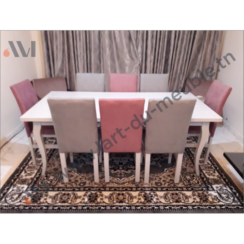 Salle a manger structure bois Model  Capitonner 8 places 