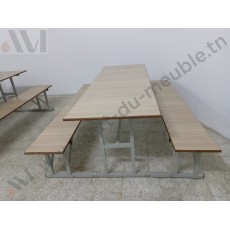 TABLE RÉFECTOIRE AVEC BANQUETTE 200*80