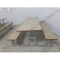 TABLE RÉFECTOIRE AVEC BANQUETTE 200*80