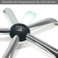Pied de Chaise de bureau 5 branches, diamètre 64 cm en acier chromé