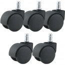 jeu de 5 roulettes universelles noires pour fauteuil