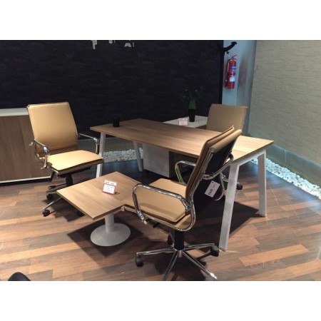 BUREAU X-TIME PLATEAU EN Stratifier EP 20 MM PIEDS EN STRUCTURE METALLIQUE EPOXY BLANC